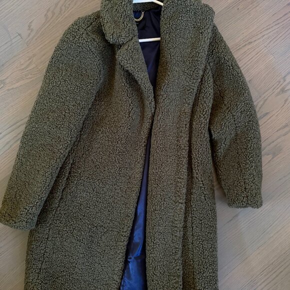 J. Crew Olive Green Teddy Coat Size XS - Picture 2 of 6